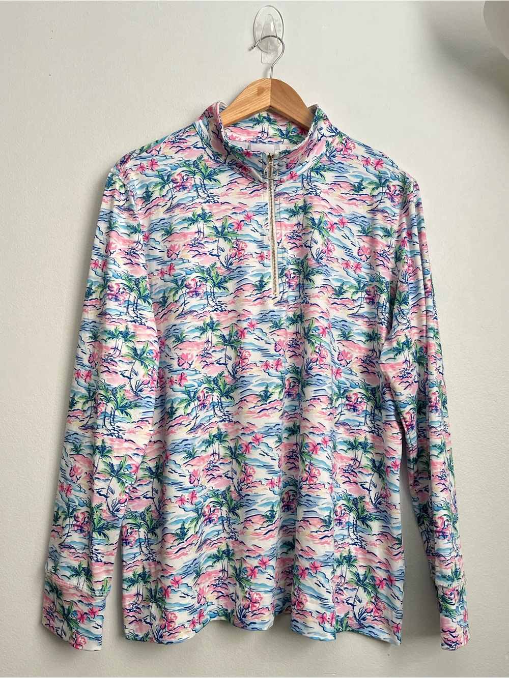 Stella Parker All Over Print Quarter-Zip Pullover Shirt.